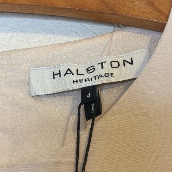 Halston Heritage Kittie Kyle Crew Dress With Ruffles in Stone NWT Size 4 - Picture 9 of 9